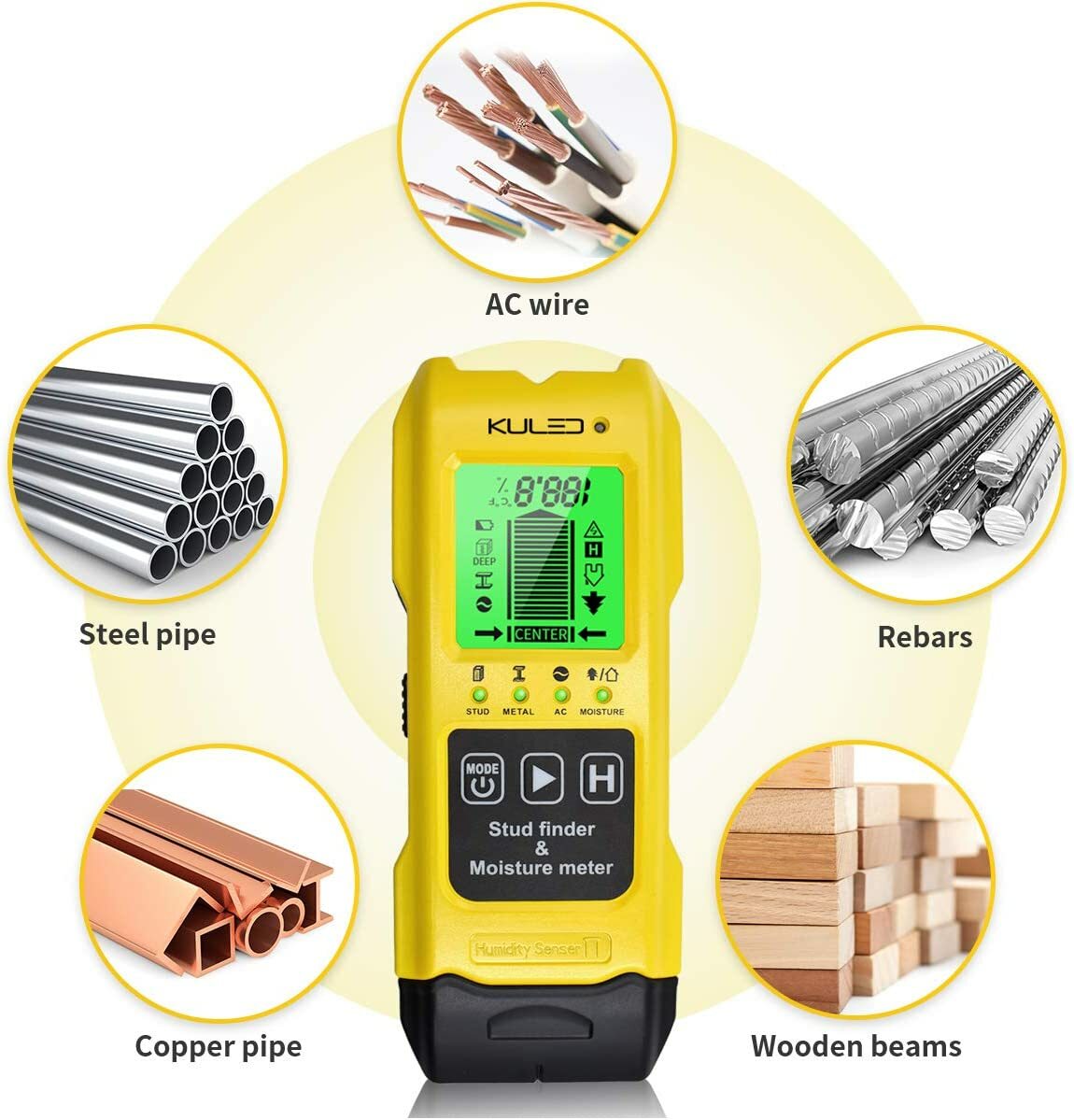 Stud Finder, moisture meter 7 In 1 Multi-Function Wall Stud Sensor Detector LCD