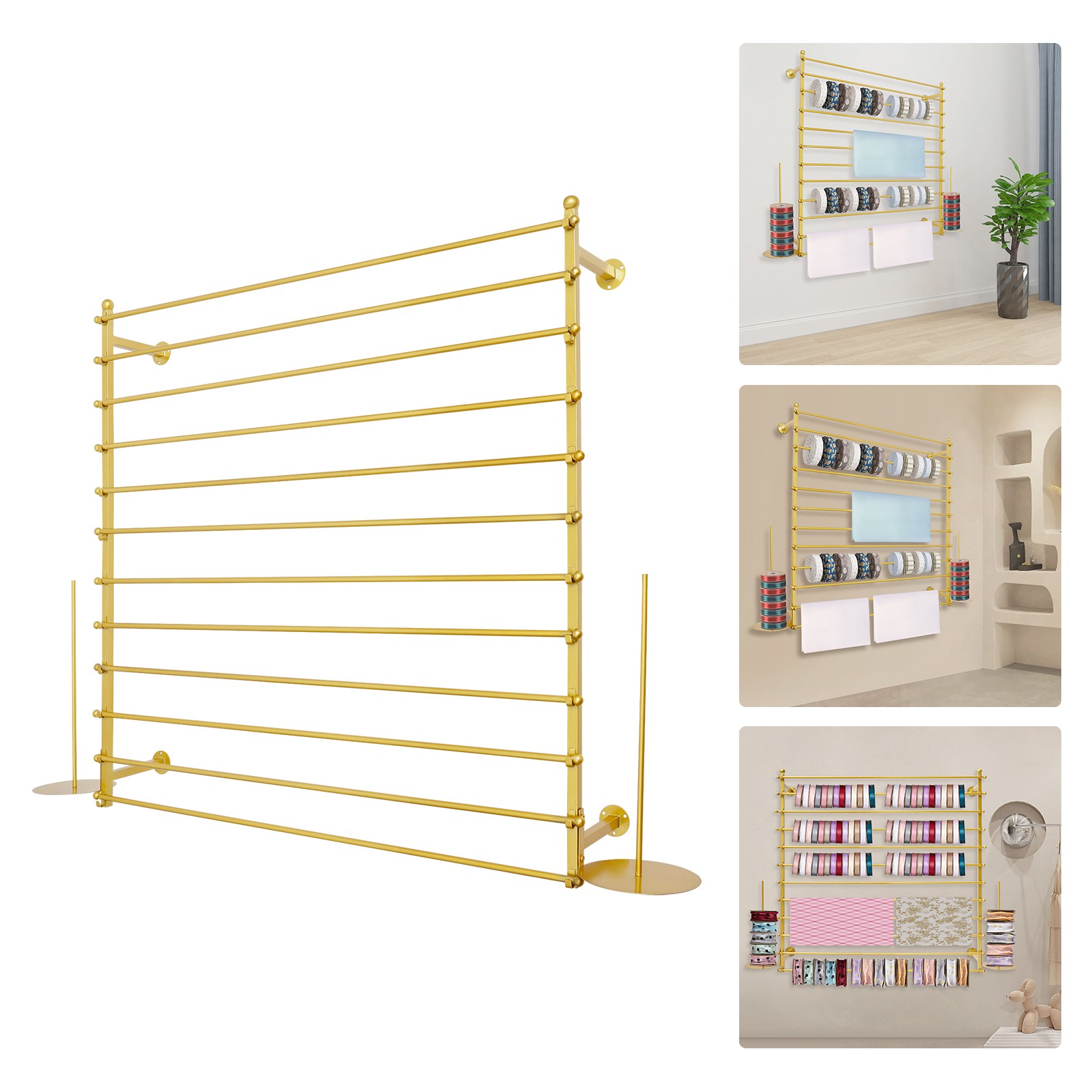 Wall-Mounted Display Rack, Wrapping Paper Ribbon Holder, Organizer 120*20*120cm