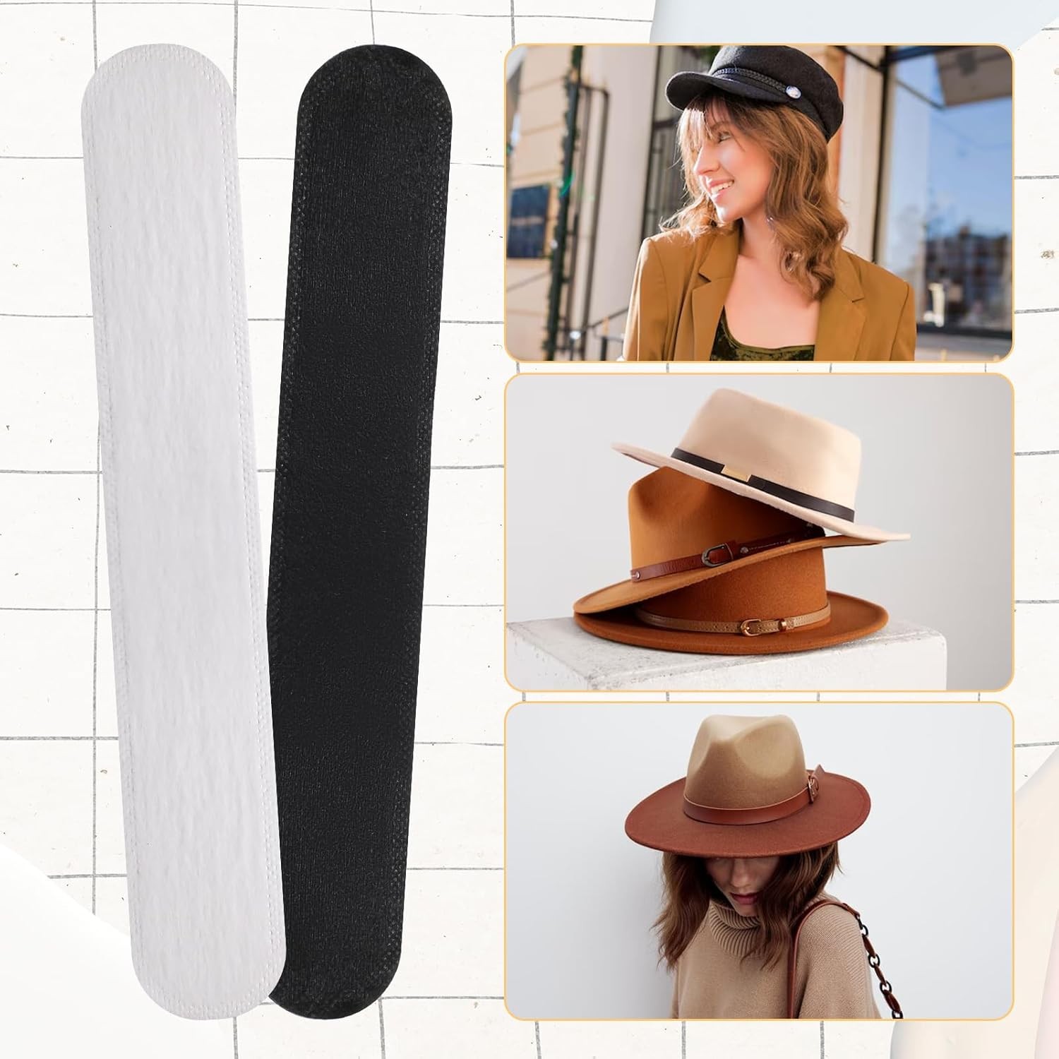 20 Pcs Hat Sweat Liners, Protector Self One Size, Black, White