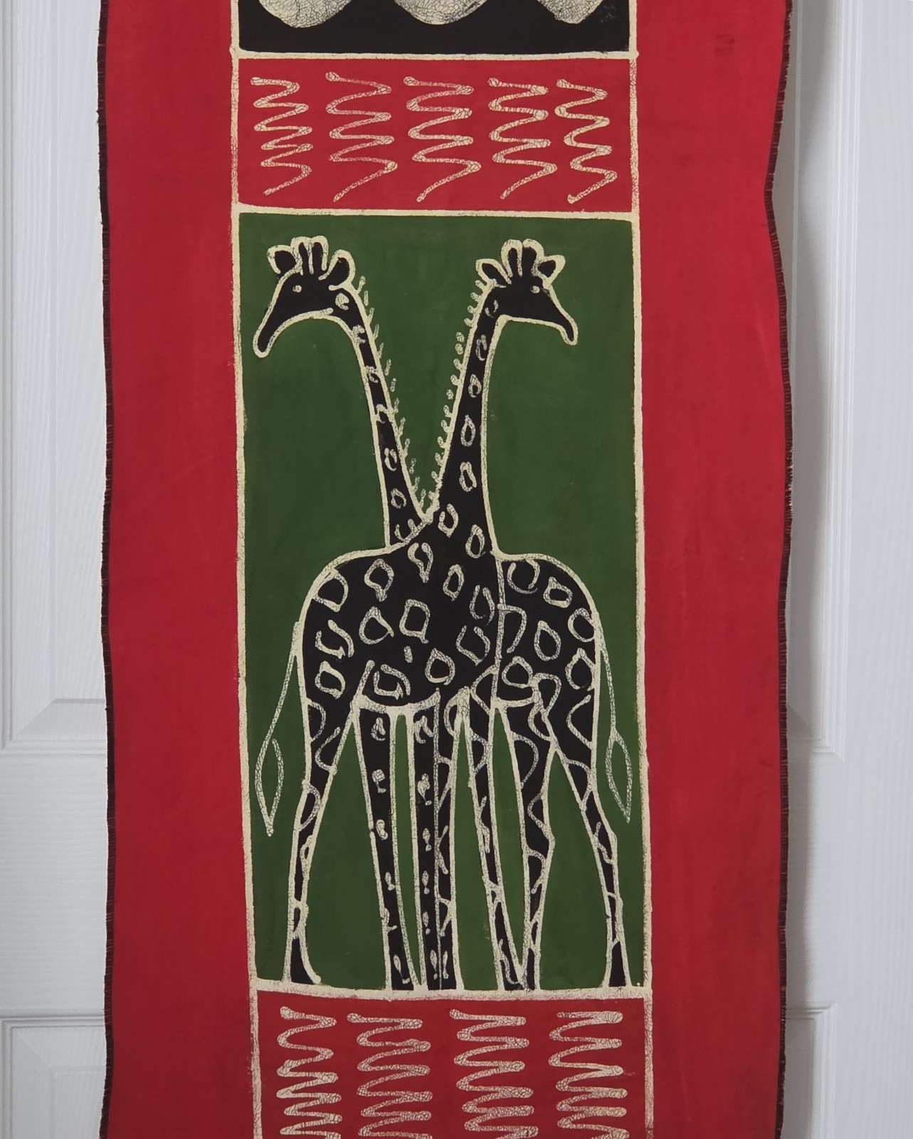 Large Handcrafted Kenyan Fabric Double Giraffe African Wall Art