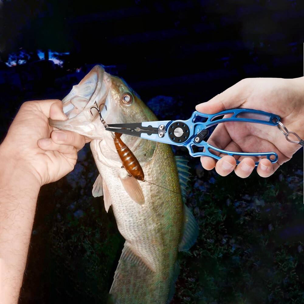 FLISSA 8" Aluminum Fishing Pliers Saltwater Corrosion Resistant Split Ring Plier