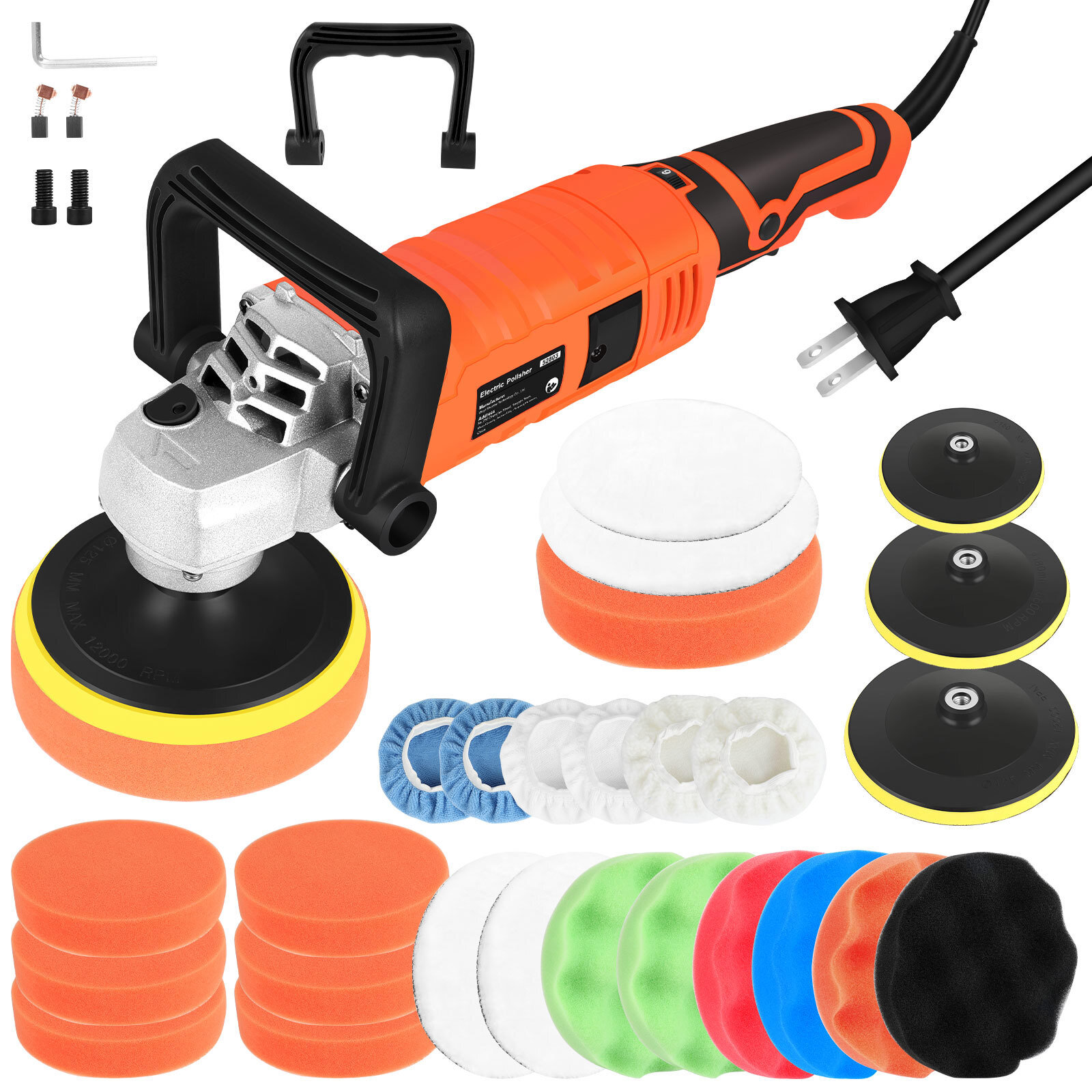 Car Buffer Polisher Waxer 7-Speed Rotary 5"6"+7" Backing Plate Polishing Machine