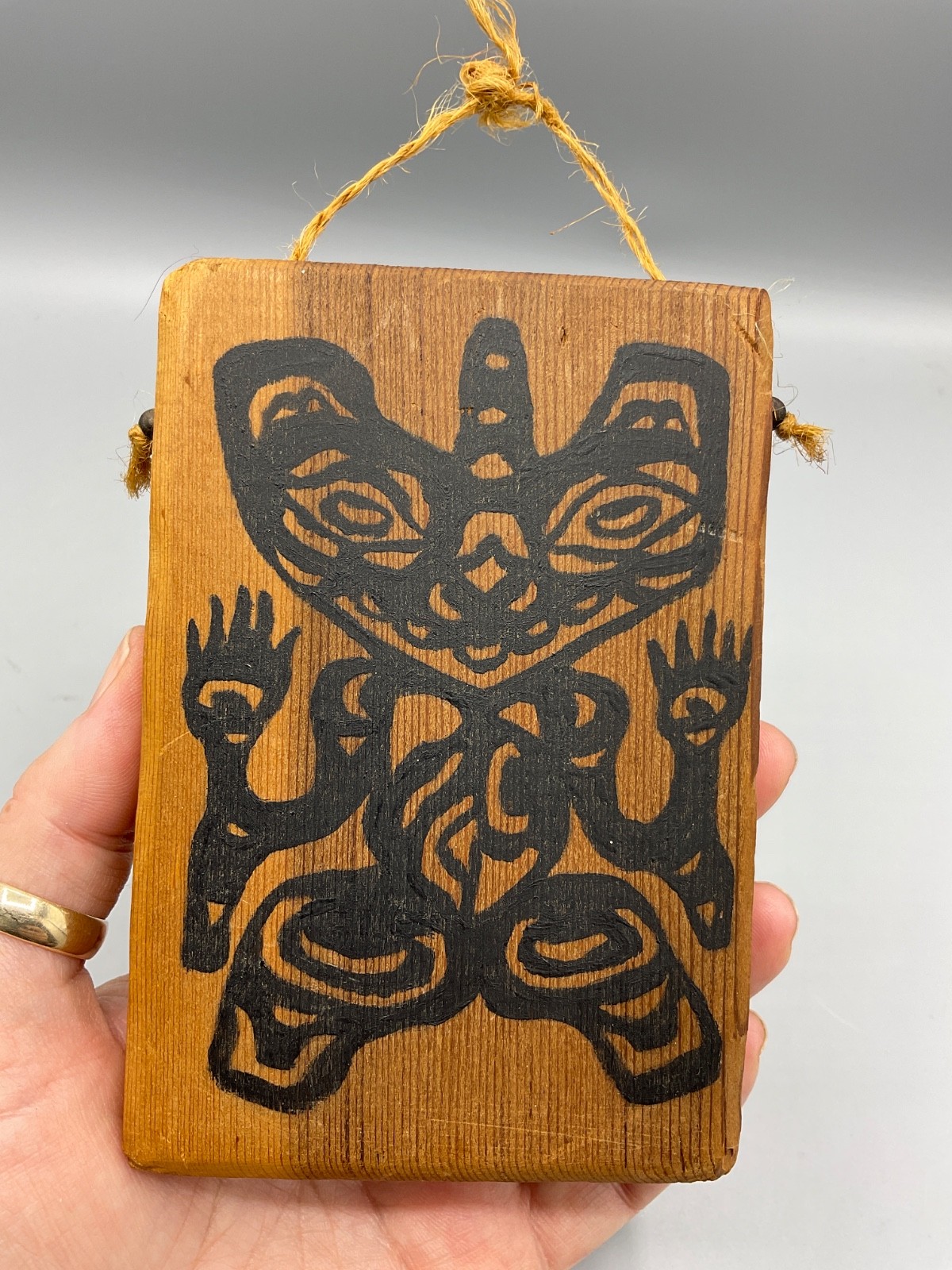 HAIDA Tribe Bear Wood Wall Plaque Hanging Hand Painted J.R.B. Alaska Vintage