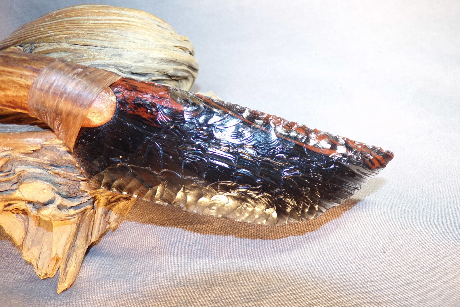 Small Triple Flow Obsidian Cody Knife Flint Knapping Black Powder Antler Handle