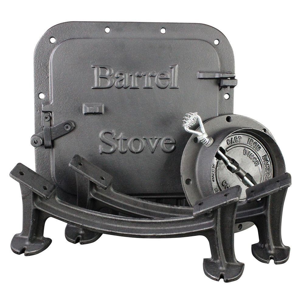 Cast Iron Barrel Stove Kit Convert 30/55 Gal Drum into Wood Stove Heating Fire