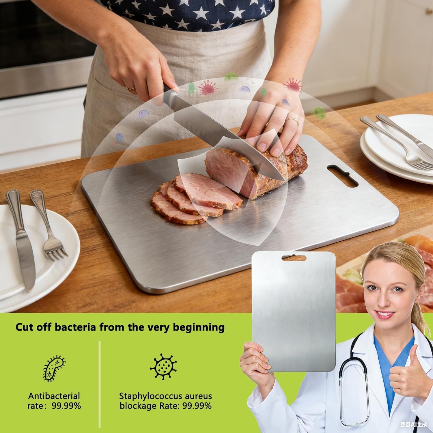 2026 New Food-Grade 100% Pure Titanium Cutting Board Set of 3, Double Sided Cutt