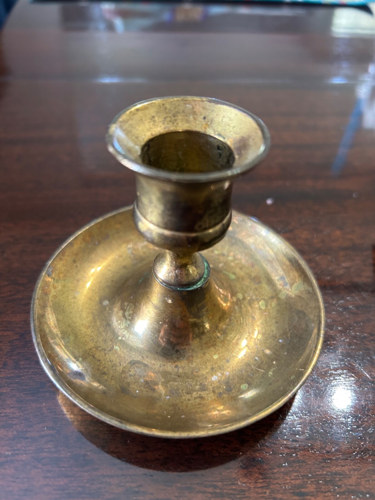 Vintage Solid Brass Trivet Stamped India AND Solid Brass Candlestick