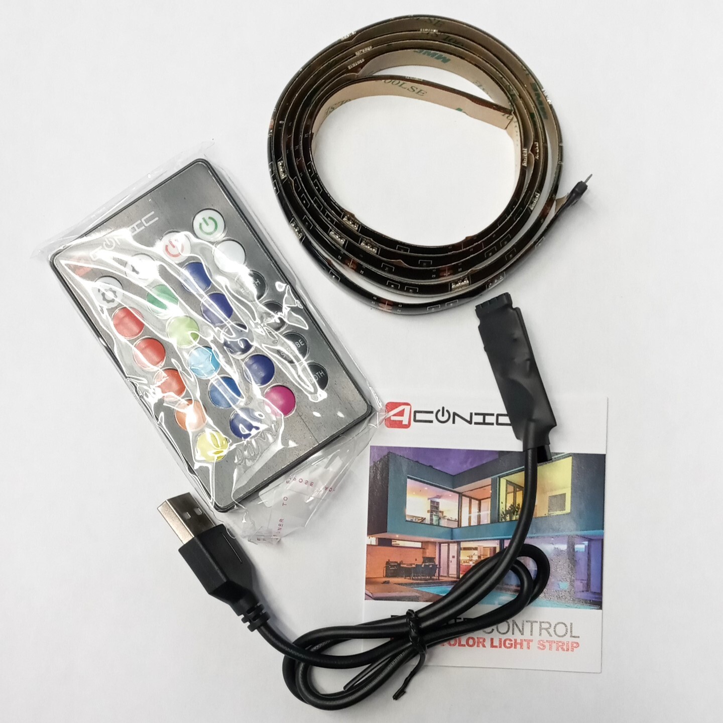 Aconic S-ARLS1M-01 Remote Control Multi-Color Light Strip 3.25ft(1m) Long