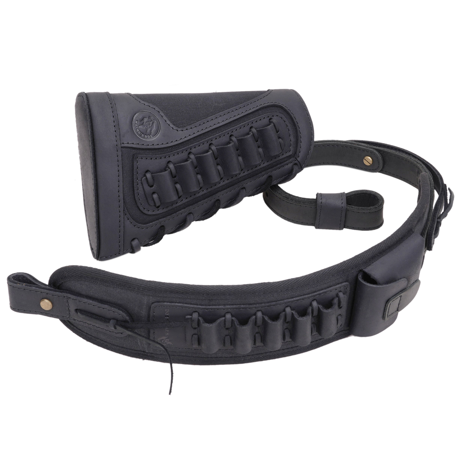 Shooting Combo of Leather Rifle Gun Buttstock Cover with Sling.22LR.357.308 12GA