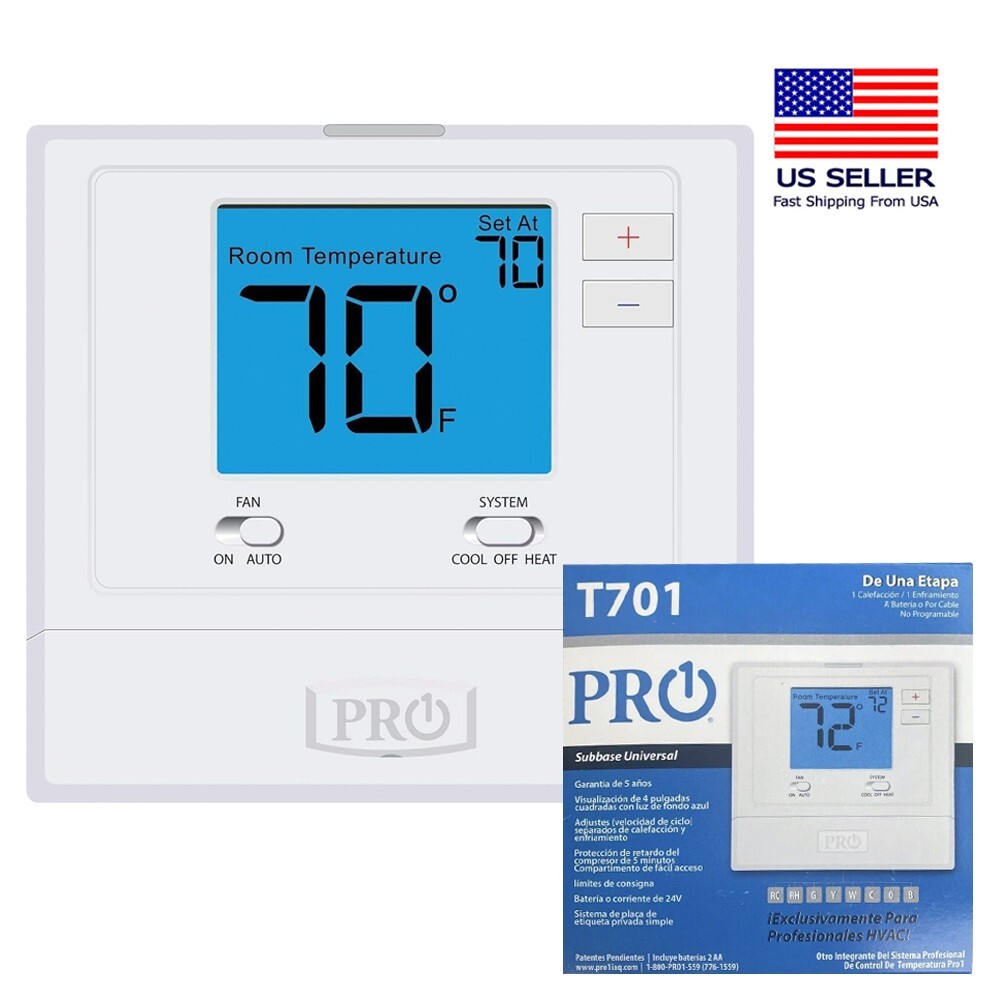 PRO1 IAQ T701 Digital Non-Programmable Thermostat, Single Stage, 1 Heat - 1 Cool
