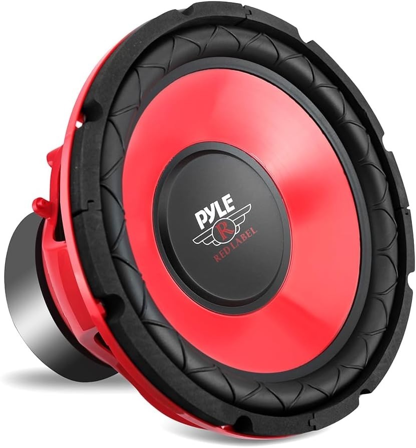 Pyle Car Vehicle Subwoofer Audio Speaker - 10 Inch Red Electro-Plated Cone