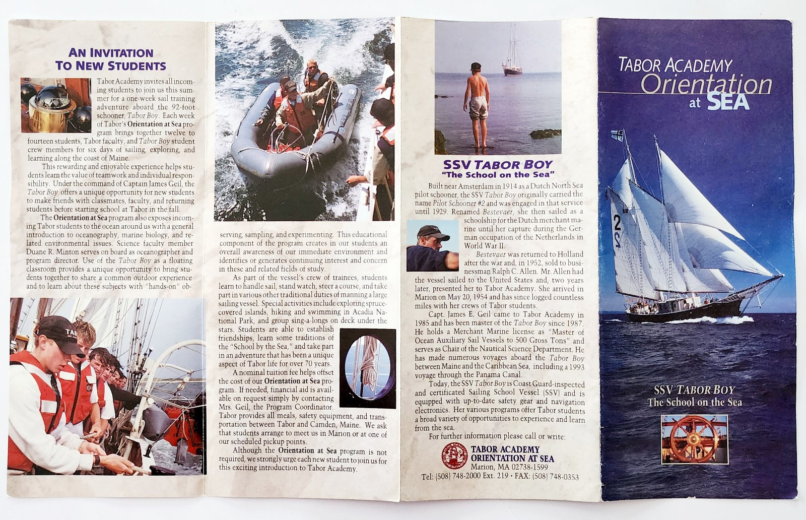 1990s Tabor Academy Orientation At Sea Brochure Maritime Nautical School Vtg F6B