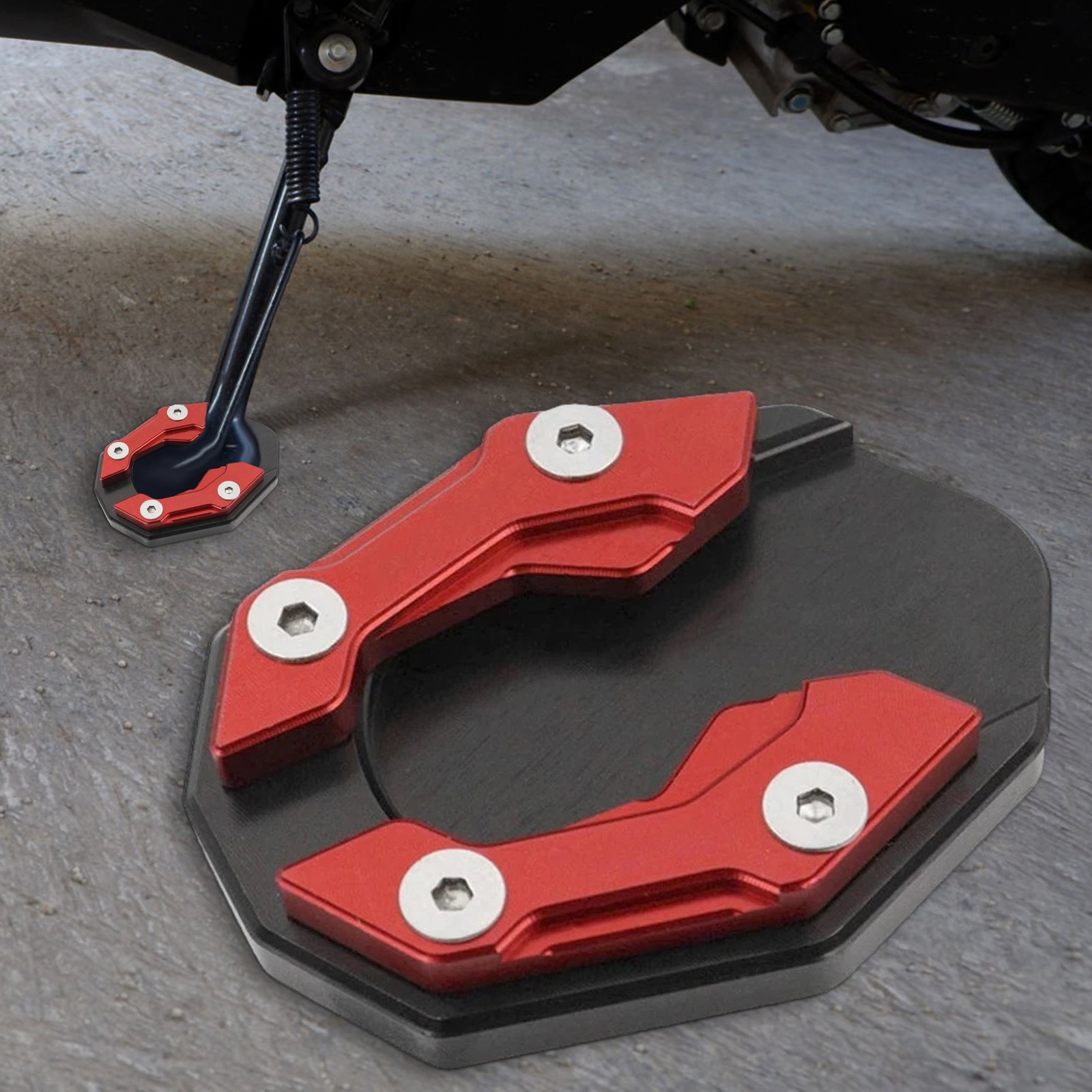 Universal Motorcycle Kickstand Base Plate Stand Pad Extension Foot Side Stand