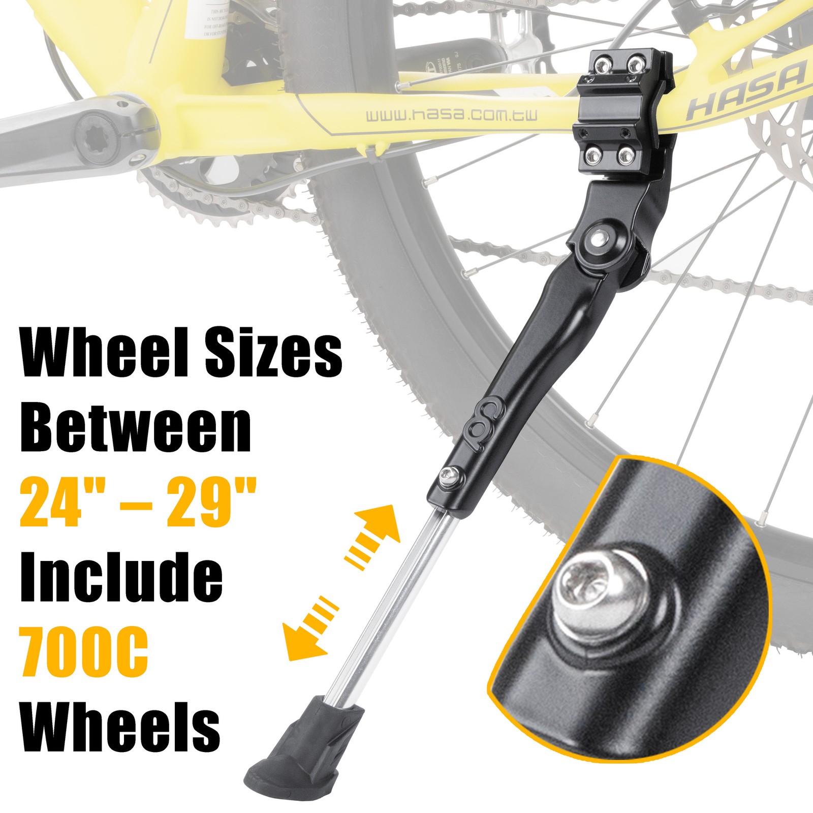 CD Adjustable Bike Kickstand for MTB & 700C Road Hybrid Bikes Kids Bikes