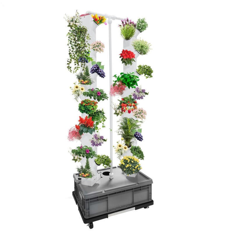 50-56Pot Vertical Hydroponic System Tower Garden Aeroponics Home Grow Kit