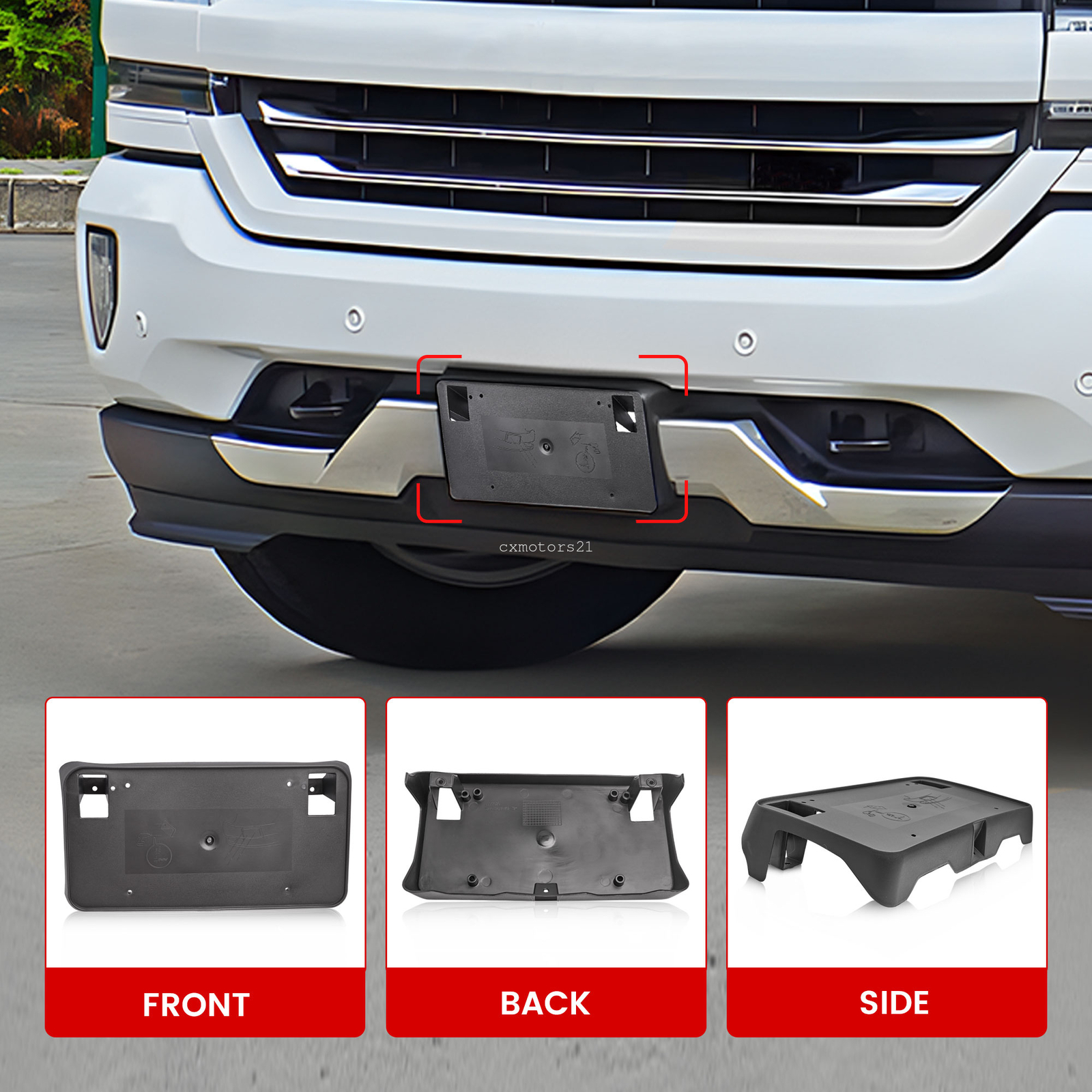 Front License Plate Bracket Mount Holder For 2016 2017 2018 Chevy Silverado 1500