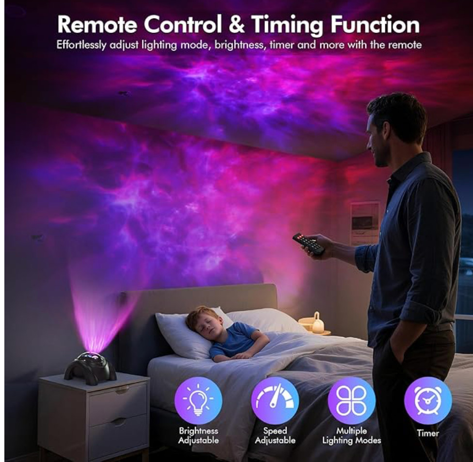 Dual Lens Galaxy Projector, 58 Light Effects Star Projector for Bedroom, Night L