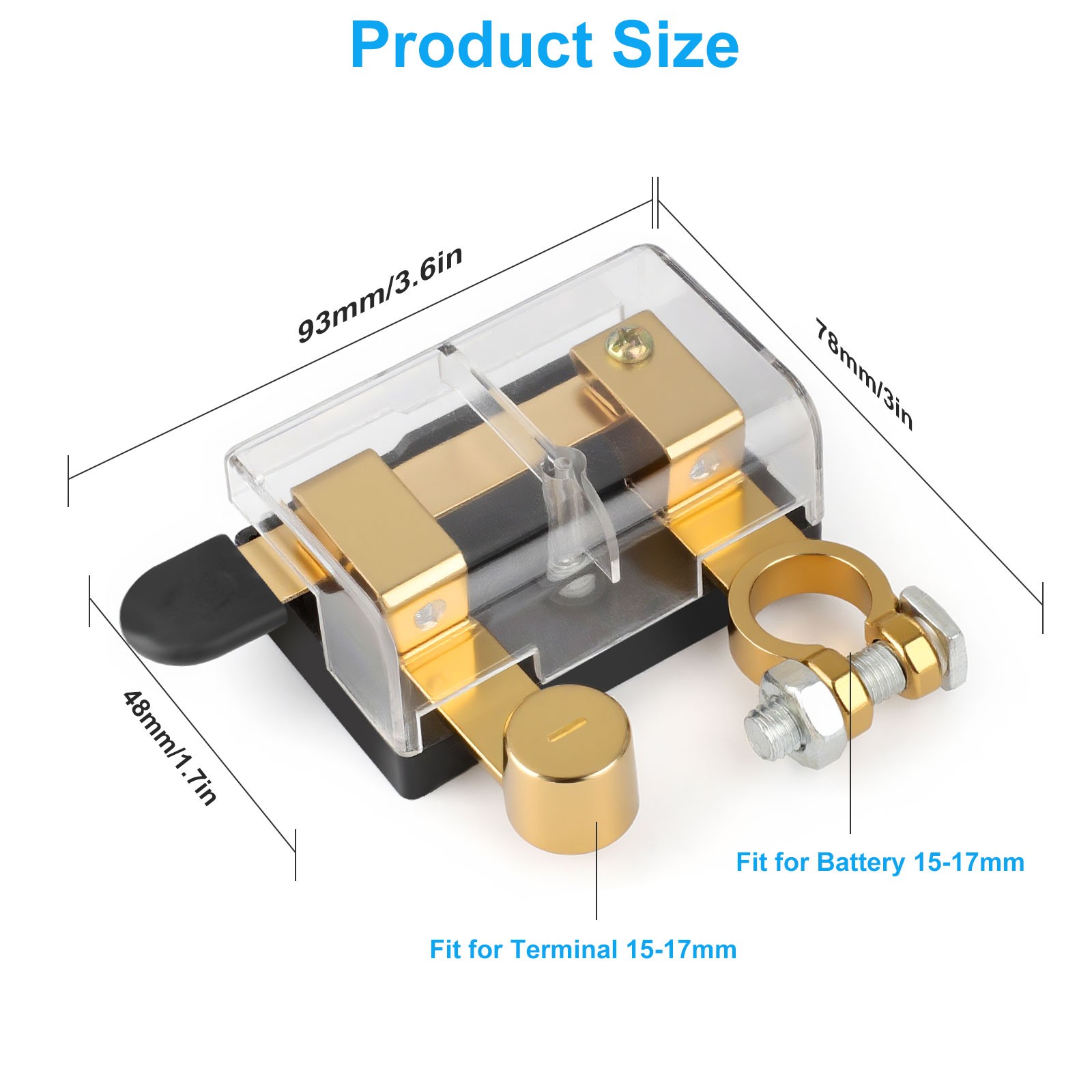 2Pcs 12/24V Battery Cut-Off Disconnect Top Post Switch Isolator Kill For Car RV