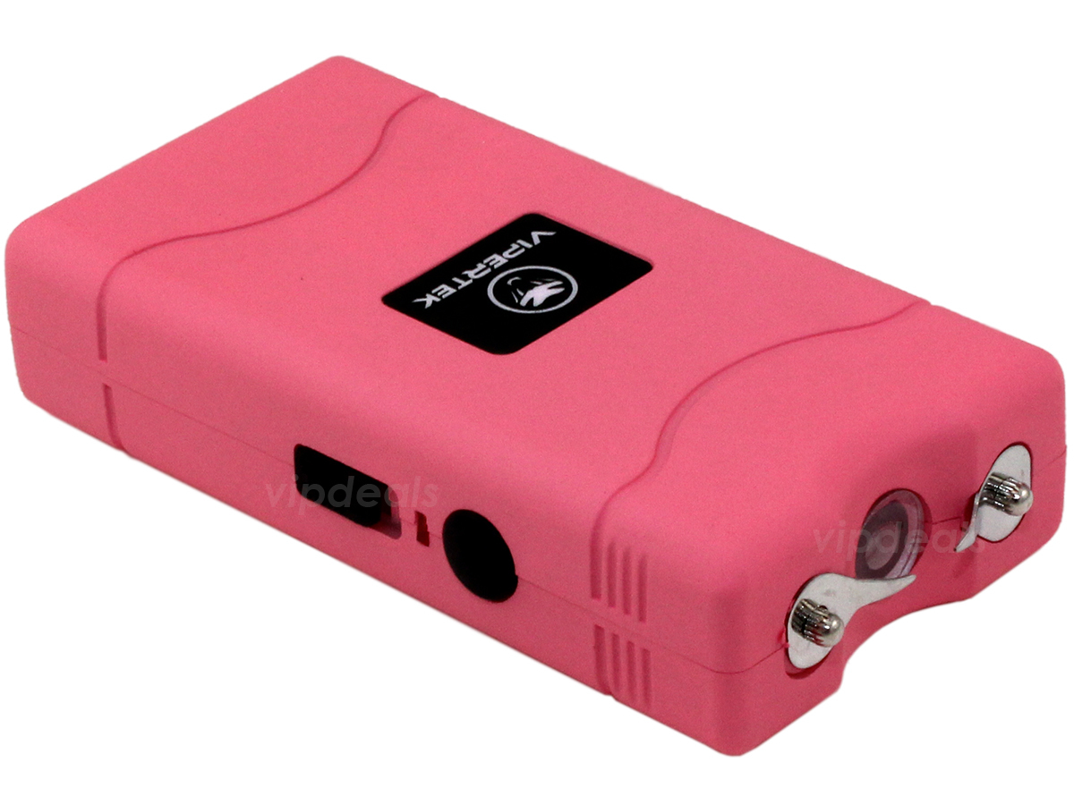 VIPERTEK Stun Gun Mini PINK VTS-880 335 BV Rechargeable LED Flashlight