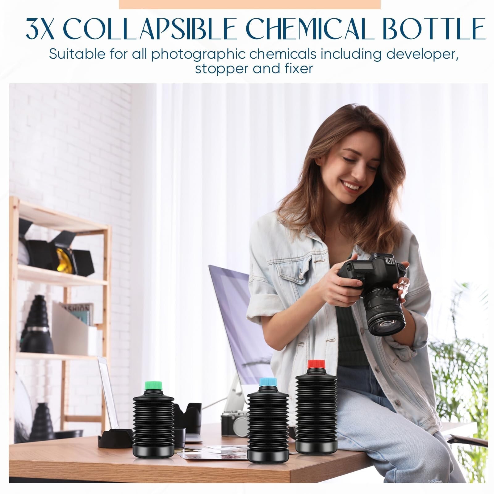 3x 1L Collapsible Bottles Film Darkroom Developing Chemical Processing(US Stock)