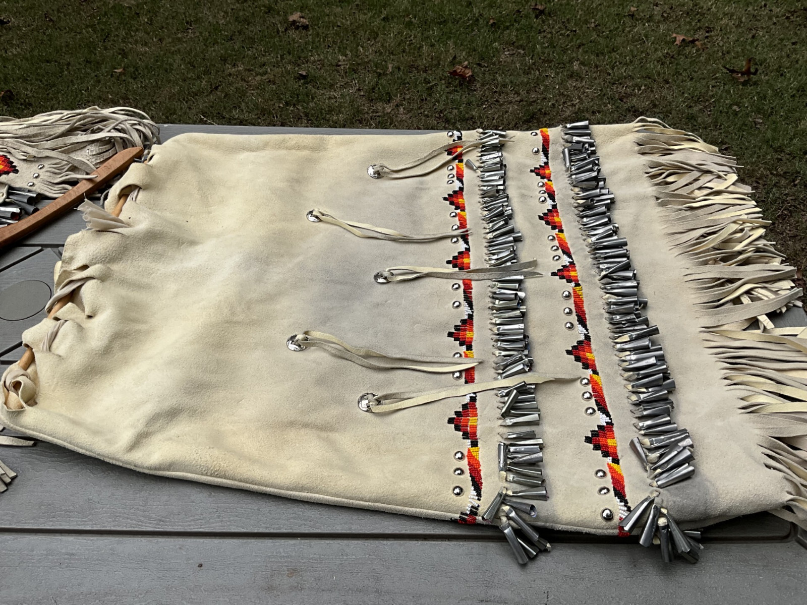 Vintage? Native American Apache Beaded Leather Dress With Tin Cones