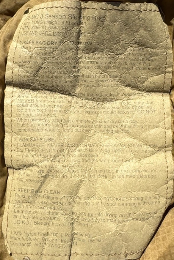 USMC 5-Piece 3 Season & Extreme Cold Sleep System Sleeping Bag w/ Bivy & Sacks