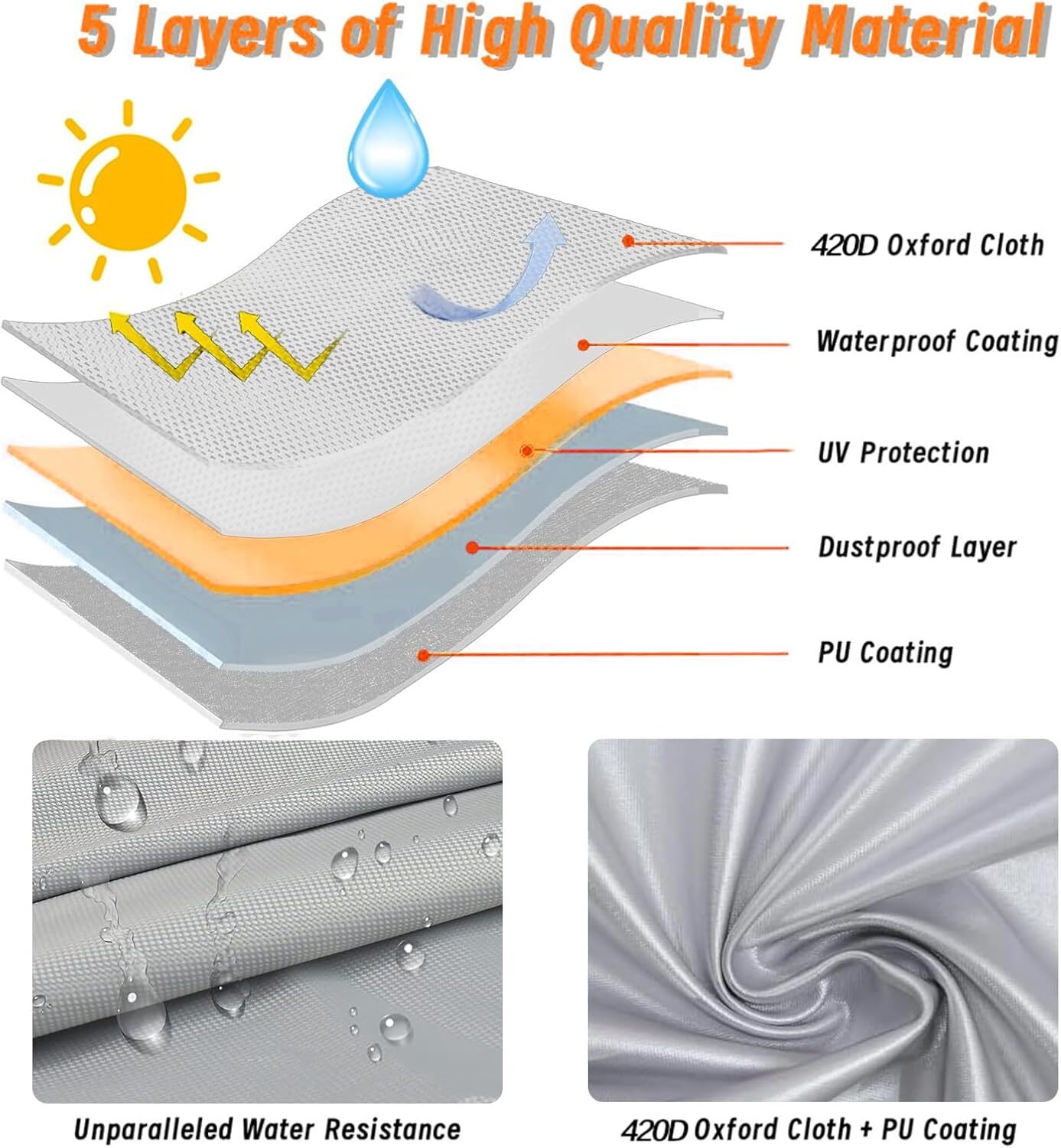 Universal 210 inch Waterproof Pickup Truck Car Cover All Weather Protection