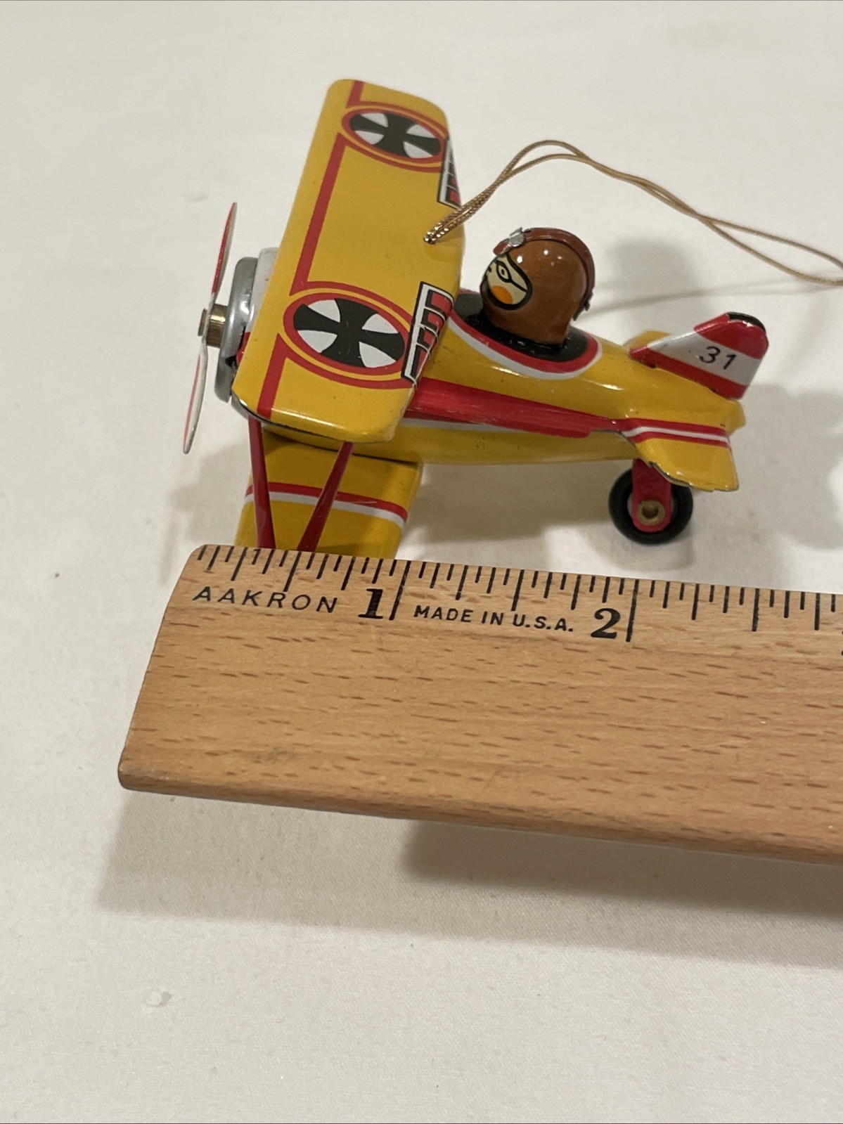 Schylling Bi-Plane Tin Toy Christmas Ornament Collector Series 3.5in