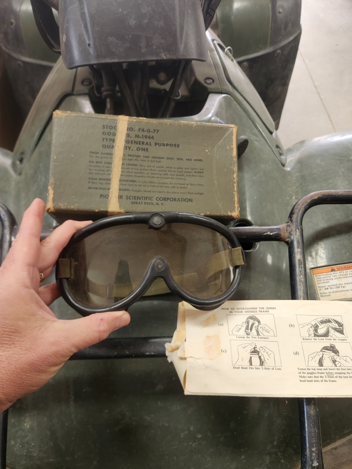 US Army M-1944 Goggles in Original Box w/Spare Len American Optical Company
