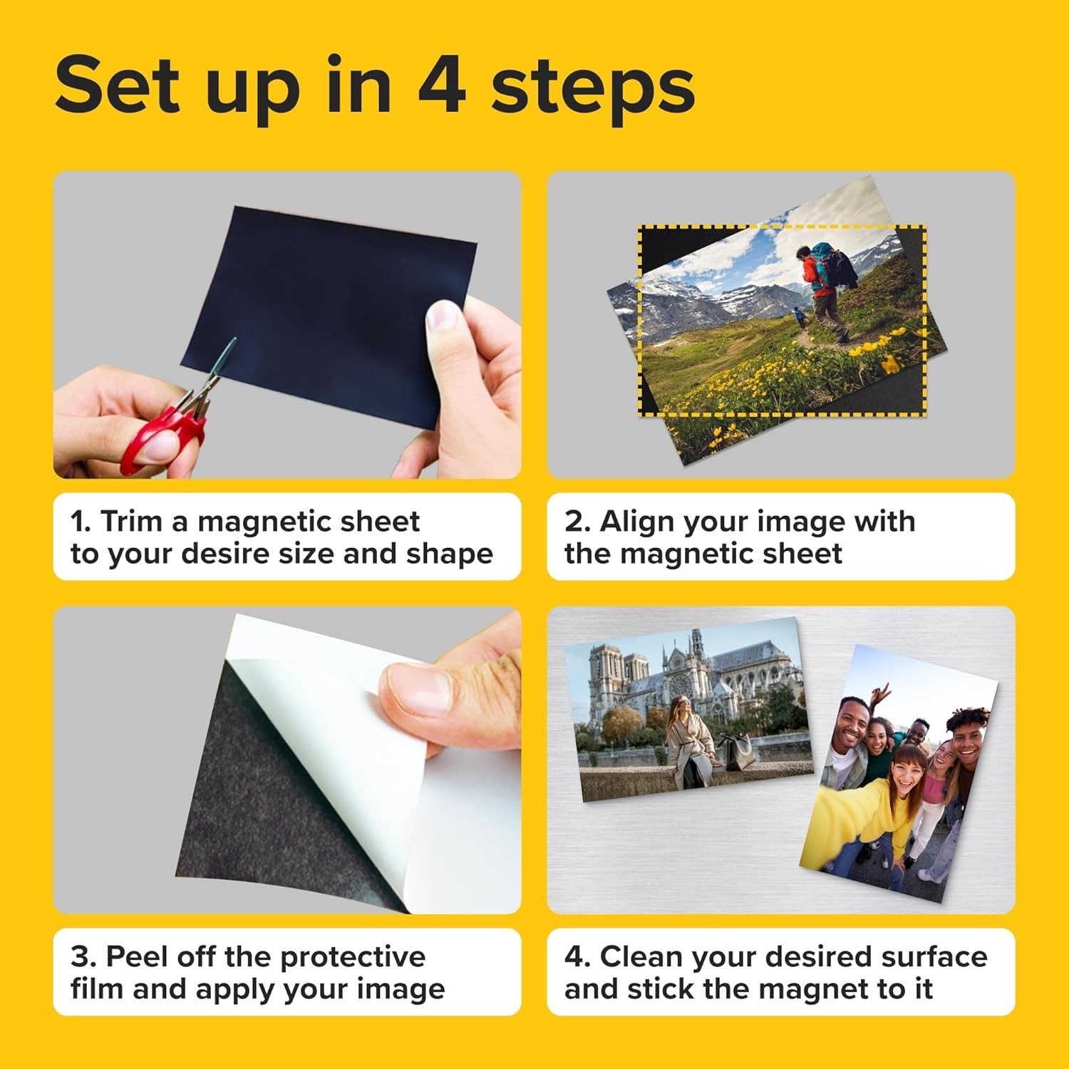 Versatile 4x6 Magnetic Sheets – Strong Adhesive for Photos and Stickers (5 Pcs)