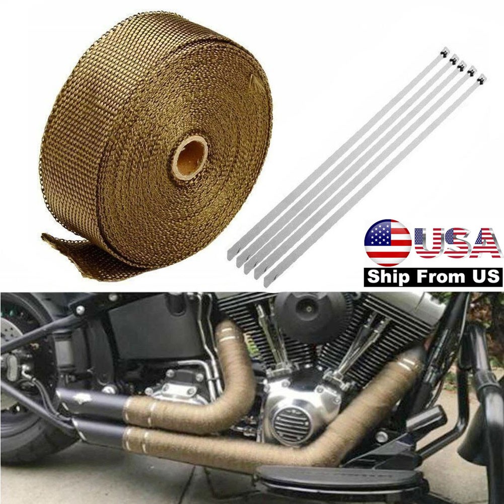 2" x 50' Titanium Exhaust Wrap for Car Headers with Stainless Steel Zip Ties