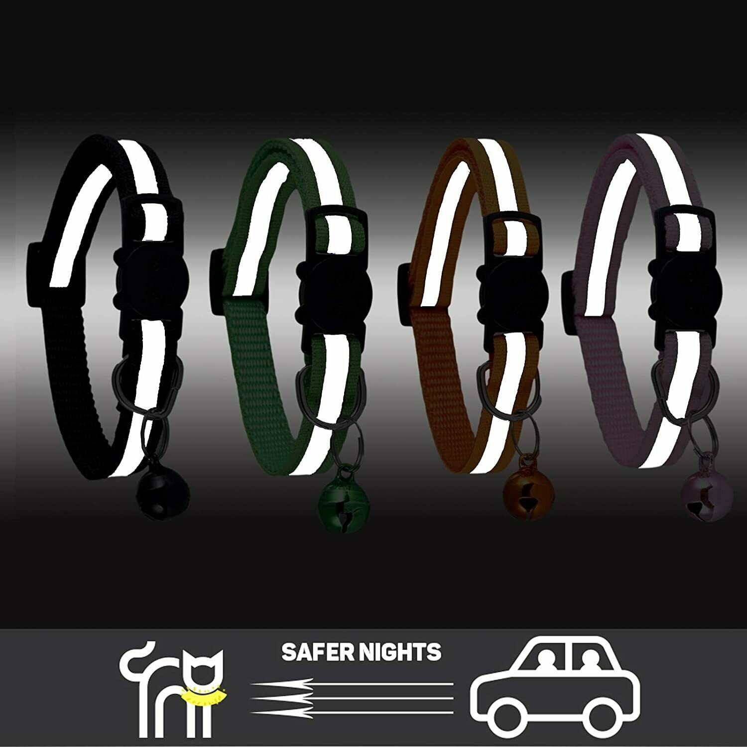 Reflective Cat Safety Collar with Bell for Cat Kitten Small Dog Nylon Adjustable