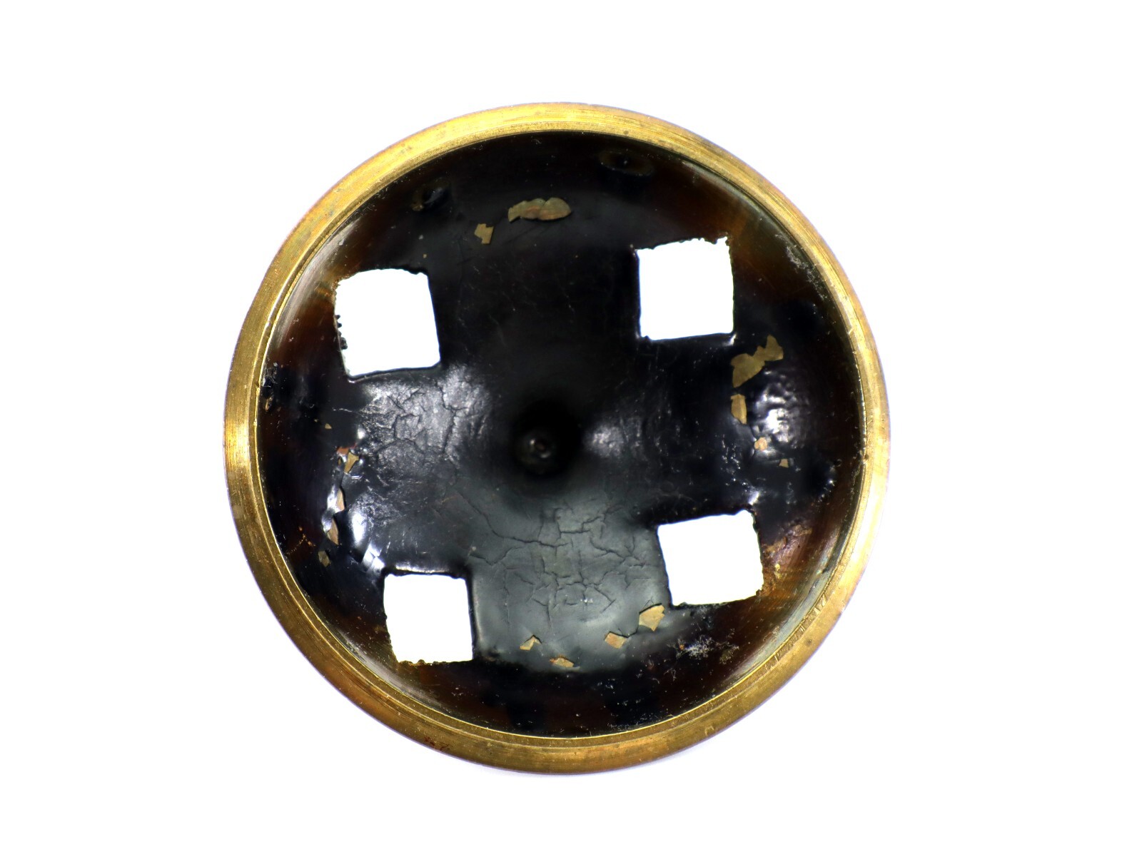 Brass INCENSE BURNER 2-Piece Lid 3 ½” Tall Etched Leaf India