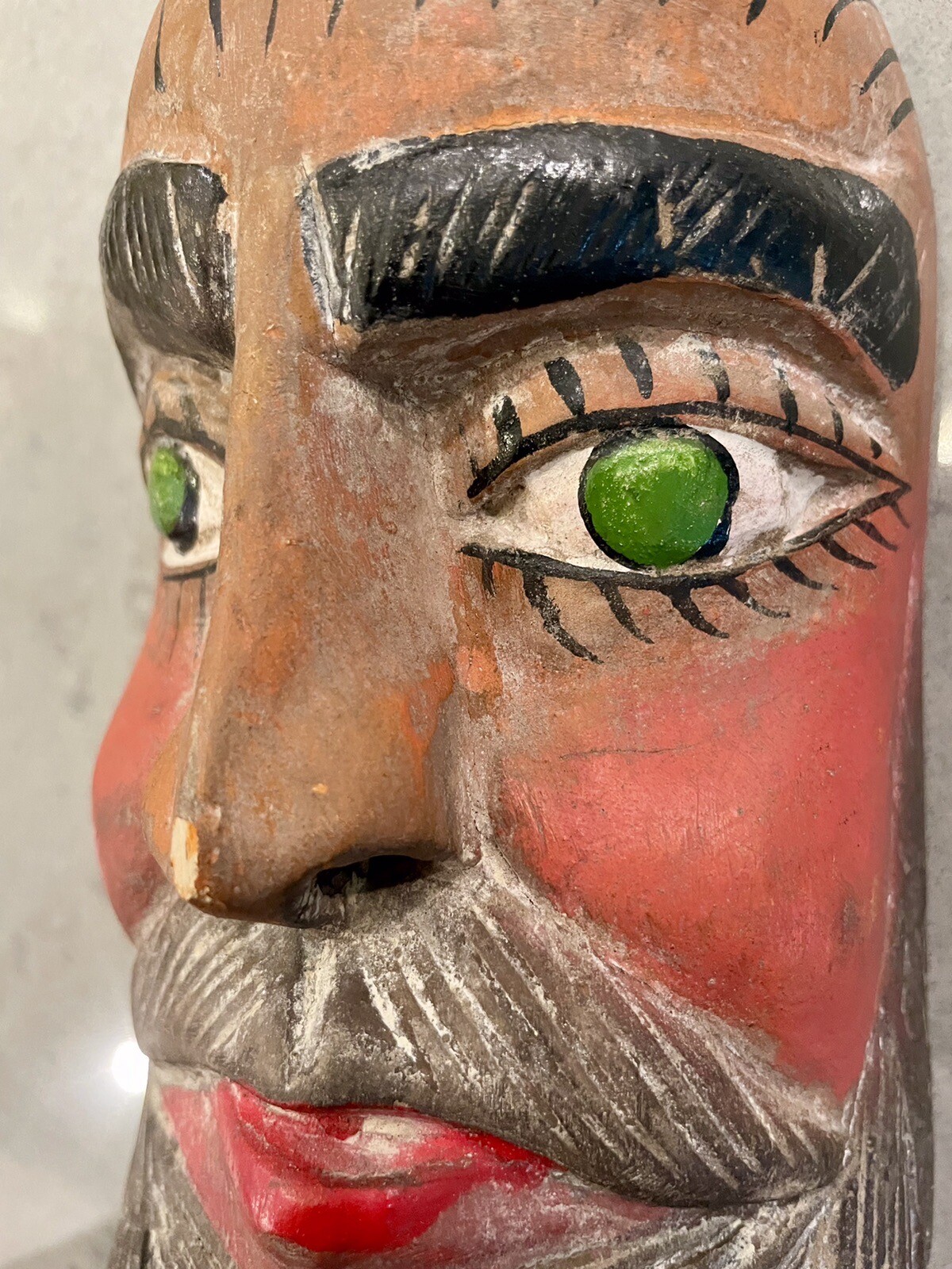 Antique MEXICAN Michoacan FOLK ART Vintage Man FACE WOOD DANCE Festival mask