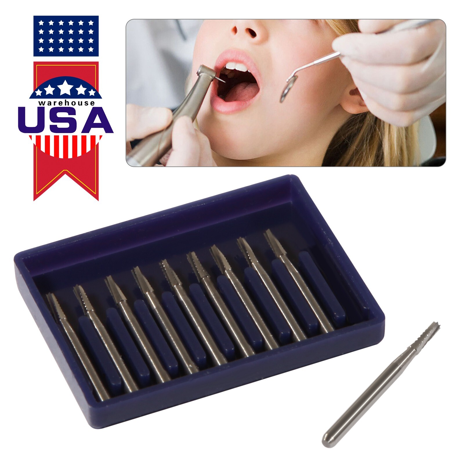 10PCS Dental Tungsten Carbide Steel Burs FG-557 for High Speed Handpiece