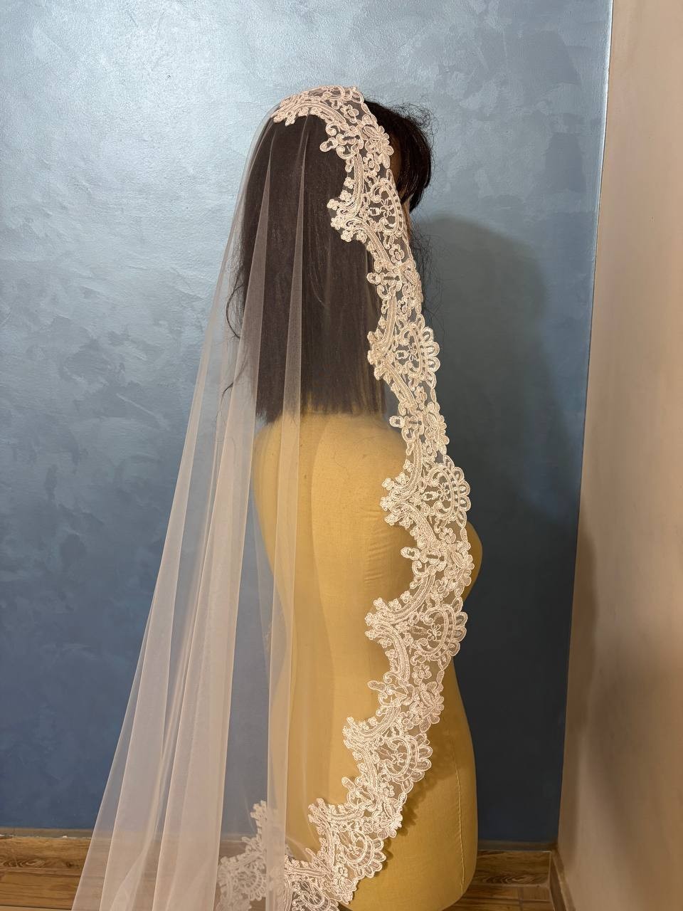 bridal lace veil 1 layer mantilla wedding veil lace edge