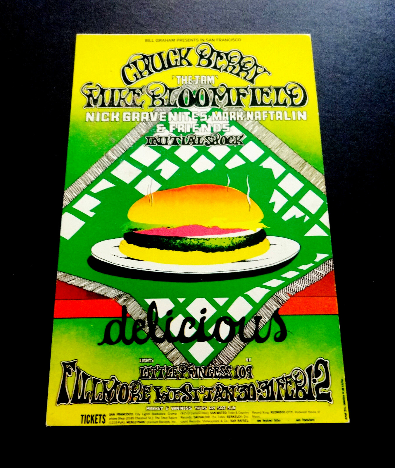Bill Graham Fillmore Postcard Handbill BG 158 Chuck Berry Randy Tuten Hamburger