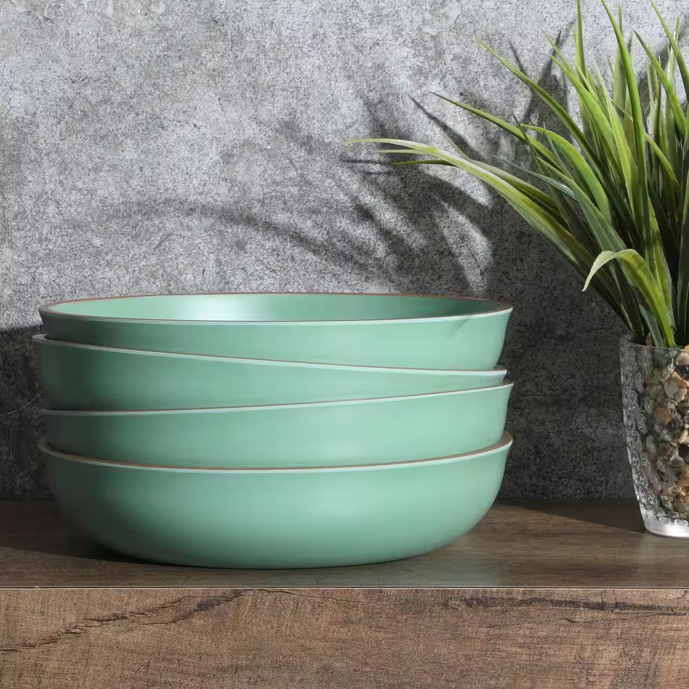 Rockabye 30 Fl. Oz. Green Melamine 8.5 In. Dinner Bowl (Set of 4)