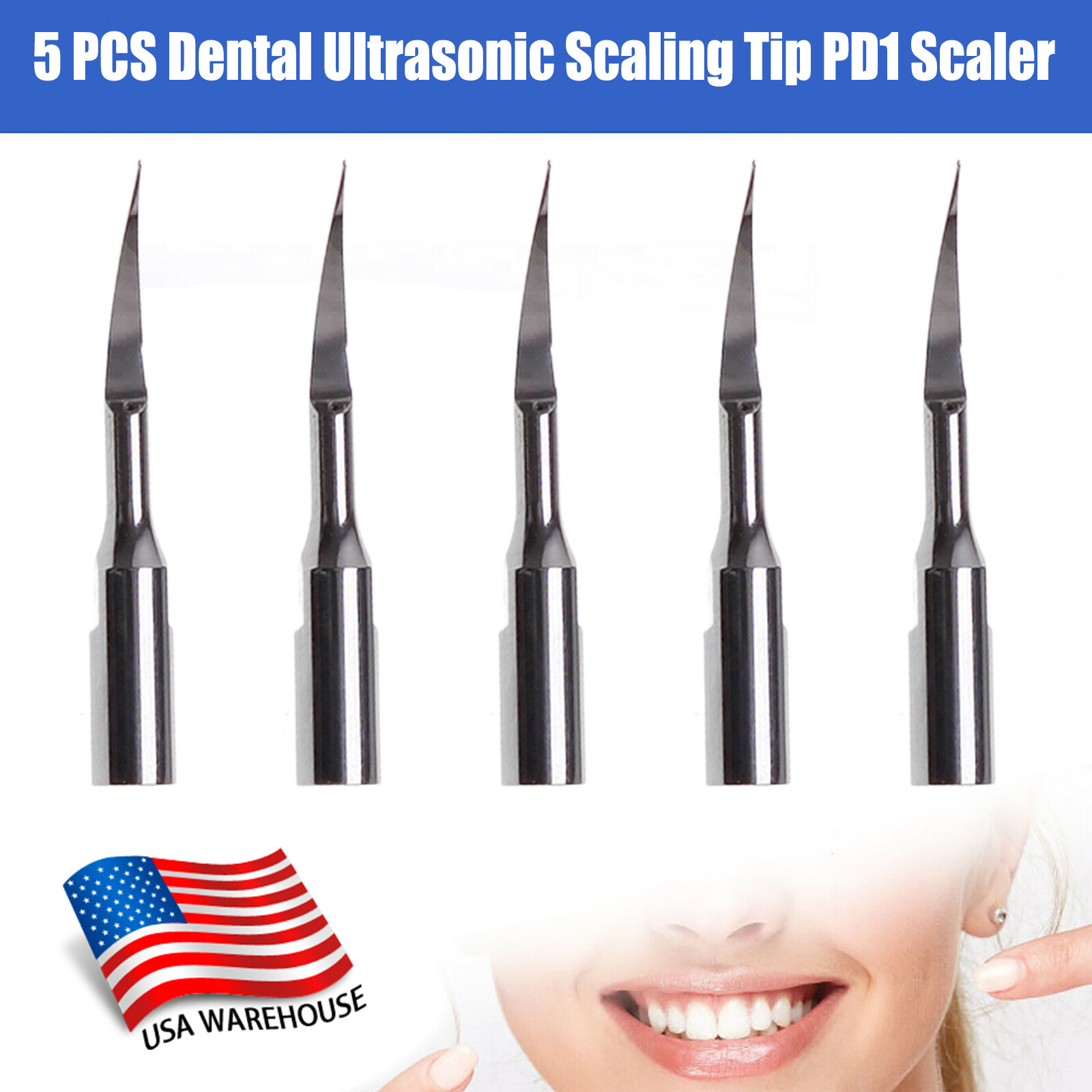 5-50*Dental Ultrasonic Piezo Scaler Tip P1 PD1 fit EMS Woodpecker DTE SATELEC st