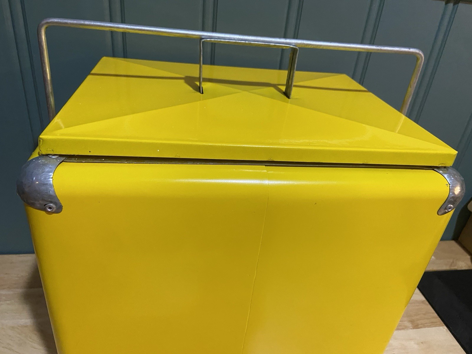 Topo Chico Cooler Metal Ice Chest Box Yellow Hard Seltzer Spiked Water Sparkling