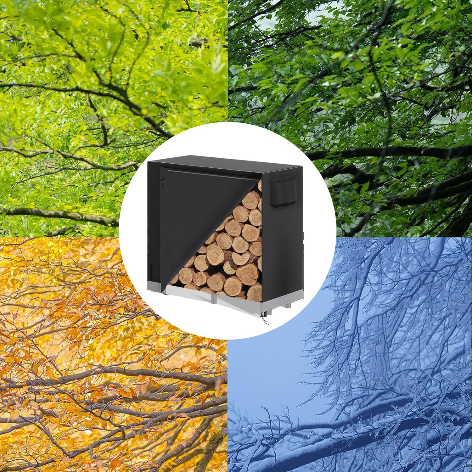 1200D 4ft Firewood Log Rack Cover Waterproof Storage Holder Heavy Duty Outdoor