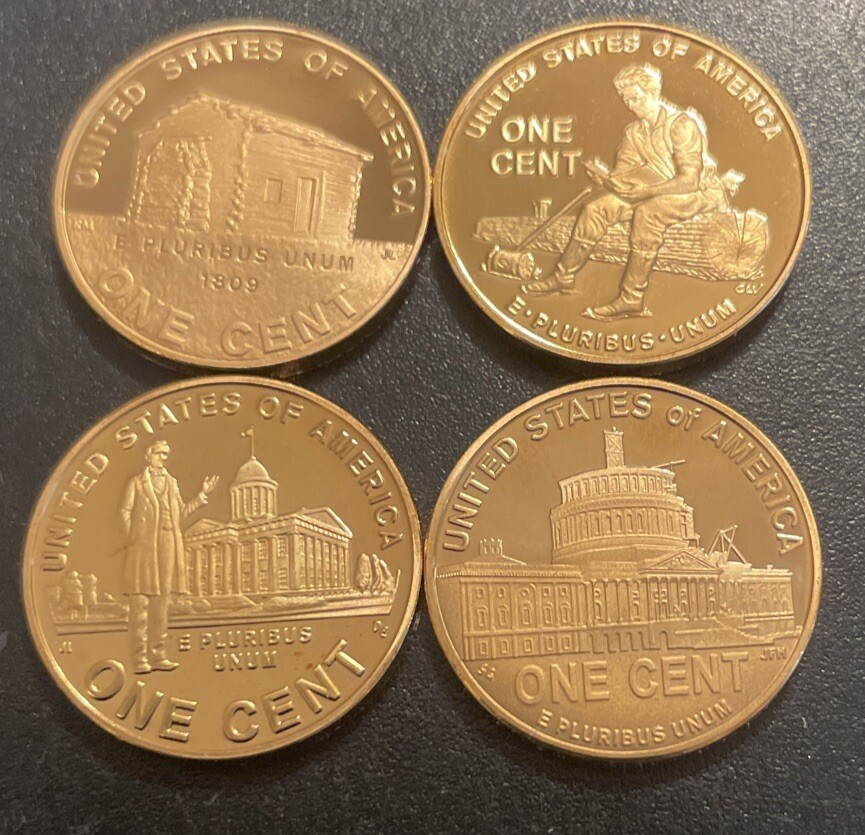 2009 S Lincoln Penny Set Gem Proof 4 coin Set from the Mint No box, COA or case