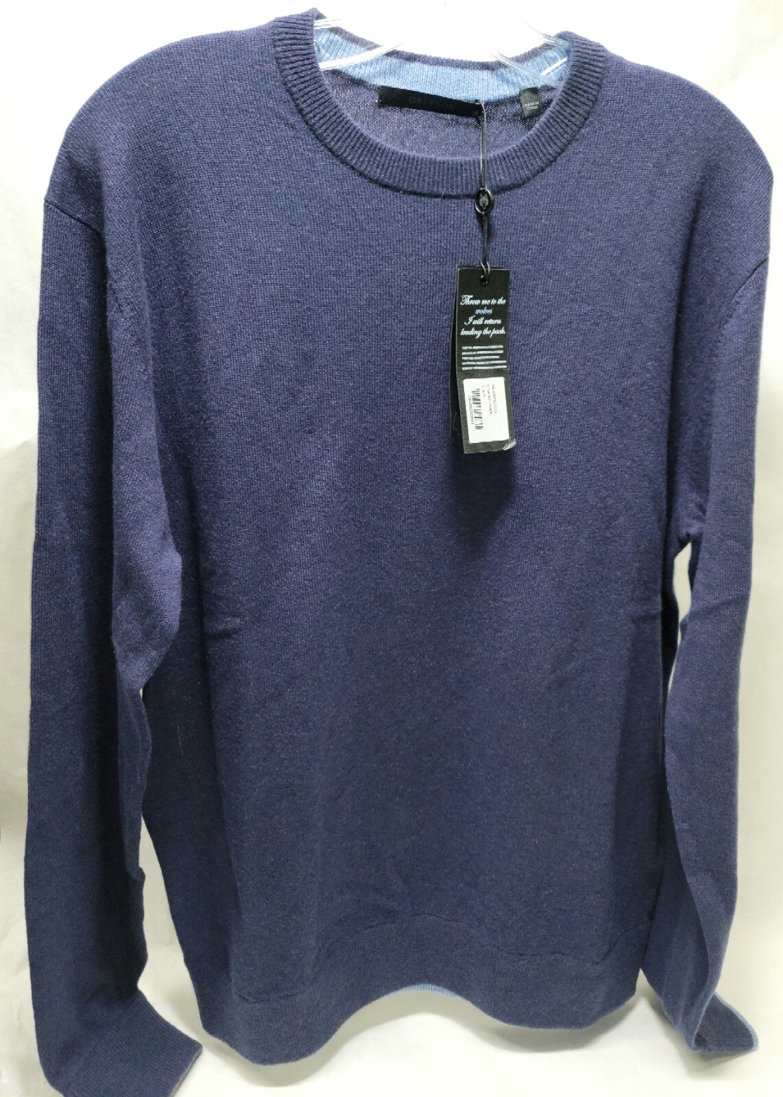 Greyson 100% Cashmere Tomahawk Sweater Raven BLUE GOLF ACTIVE CASUAL TRAVEL