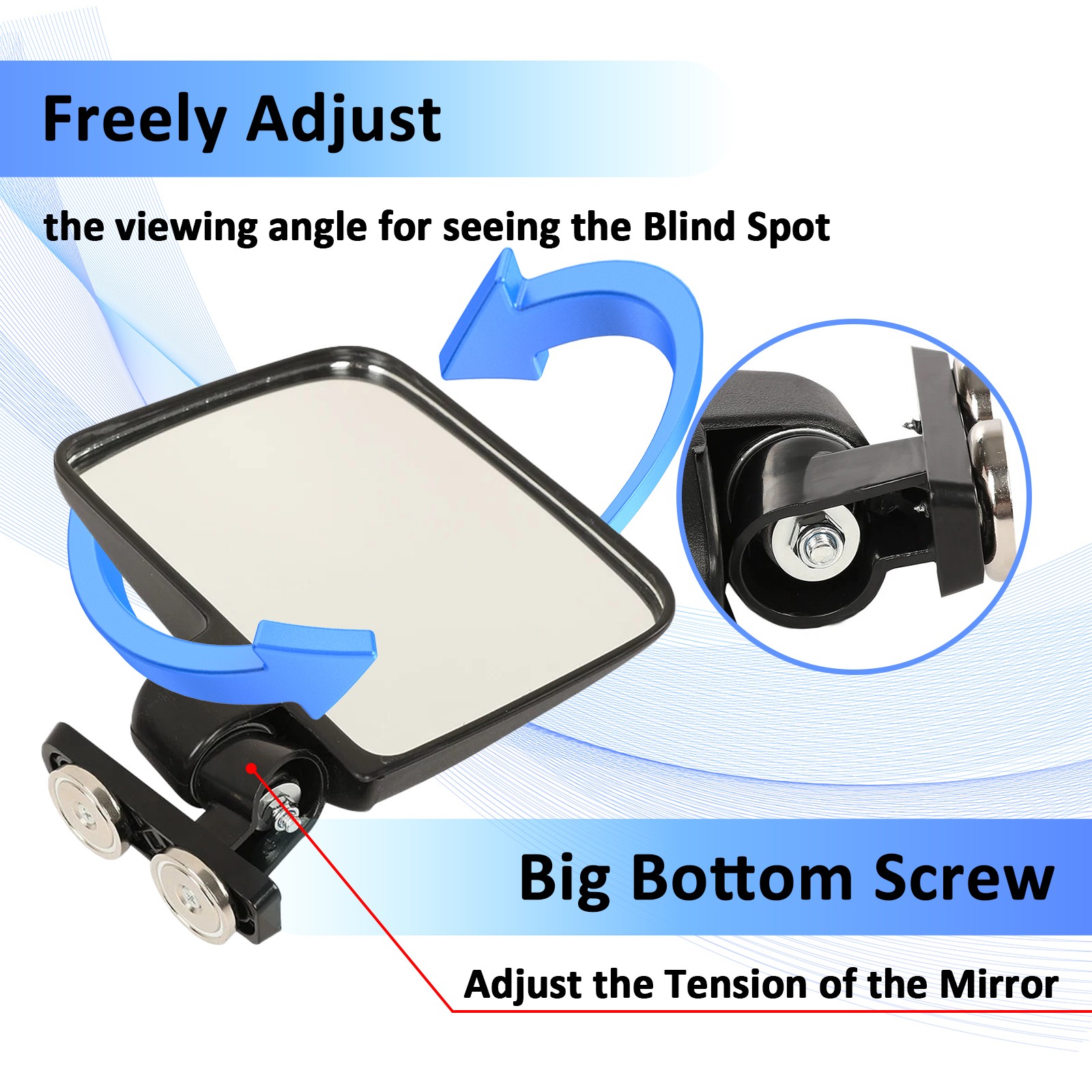 Pair 228lb Rated Magnetic Mirror Tractor View Mirrors For Kubota John Deere 2PCS