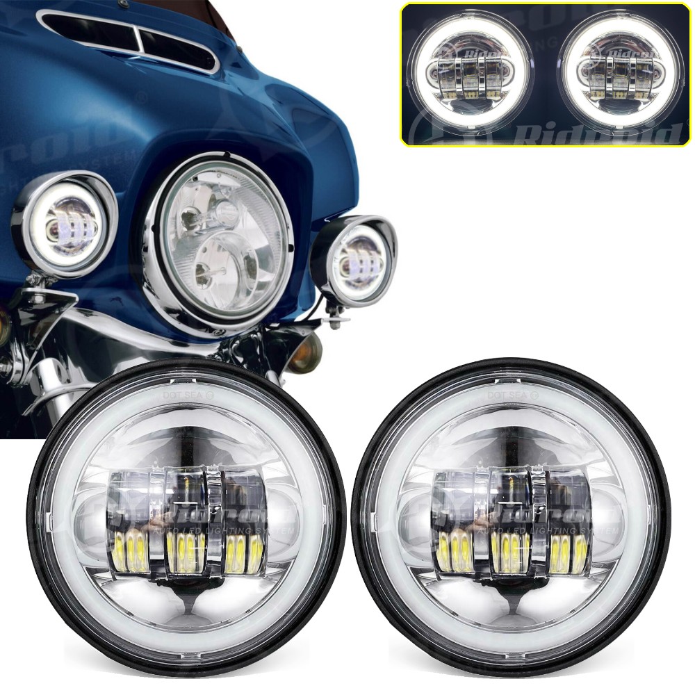 Halo 4.5" Passing Turn Signal Lamp Driving Fog Spot Lights For Harley Motorcycle