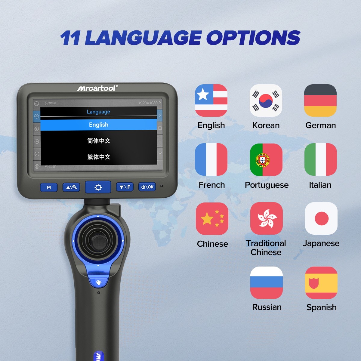 4 Way 360° Articulating Borescope Industrial Endoscope Camera Detachable Screen