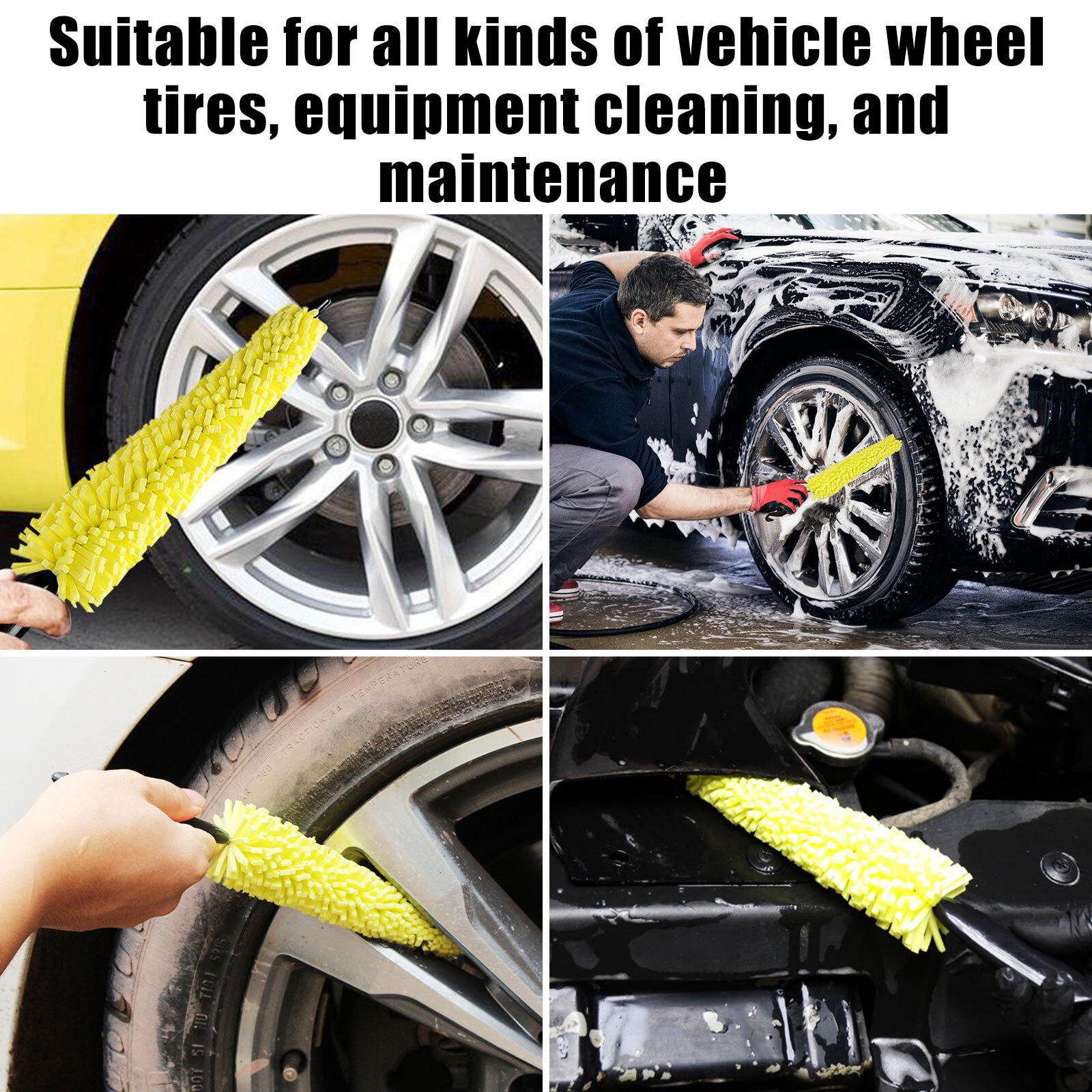 4PCS Car Detailing Cleaning Brush Tire Rim Washing Scrub Wheel Cleaner Tool Kit