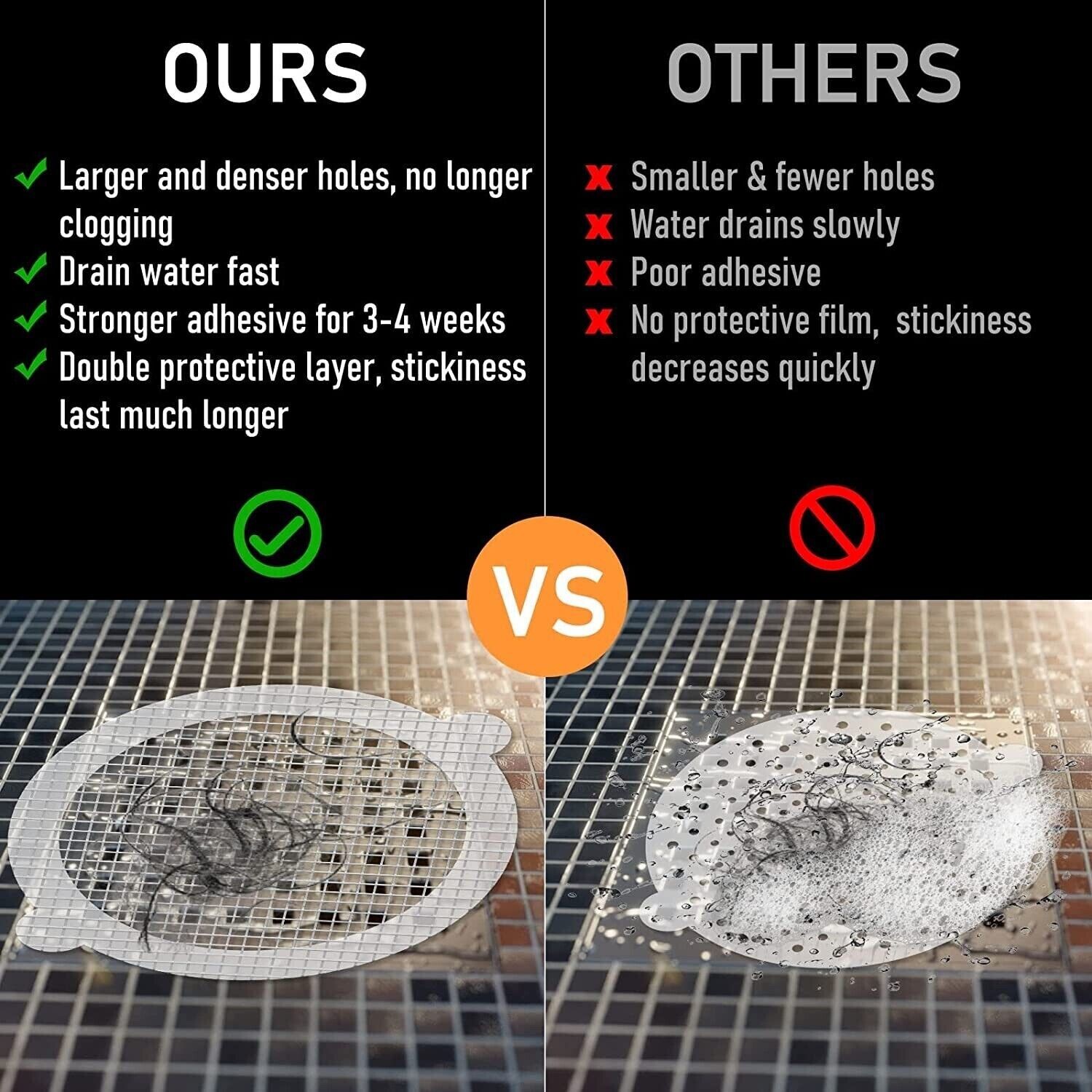 Disposable Shower Drain Hair Catcher Mesh Sticker Strainers