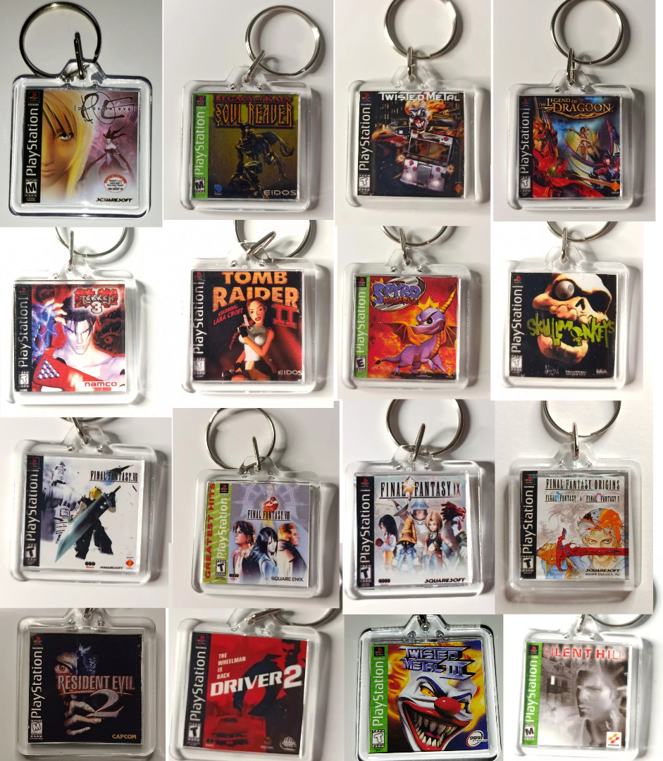 Playstation 1 PS1 Video Game Art Keychain, Charm, Pendant, Accessories