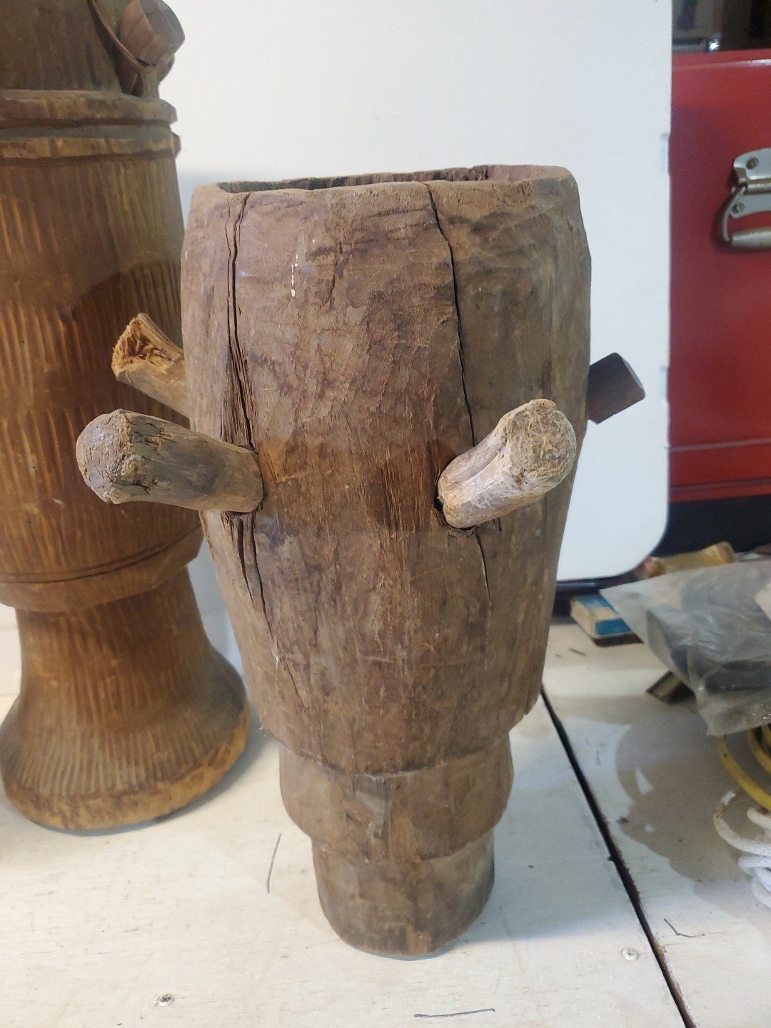 3 Antique Museum Deaquisition Authentic West African Drums